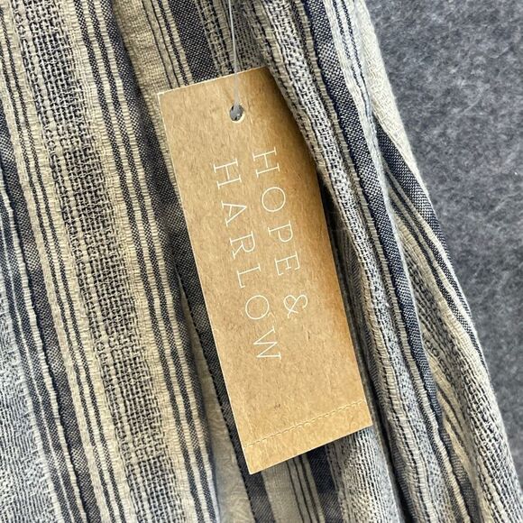 NWT HOPE AND HARLOW Shift Dress Women's Size 10 Pale Blue Cream Striped Halter - Picture 7 of 15